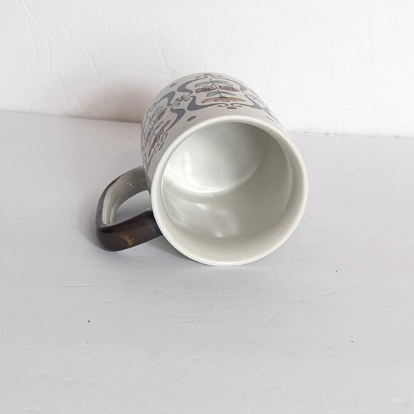 Vintage Folk Art Ceramic Mug Mid Century Floral Scandinavian Cottagecore - Picture 3 of 6